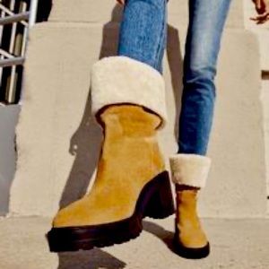 NEW IN BOX reg. $269 : Marc Fisher LTD “WILLOE” Brown Sued Snow Heel Boots